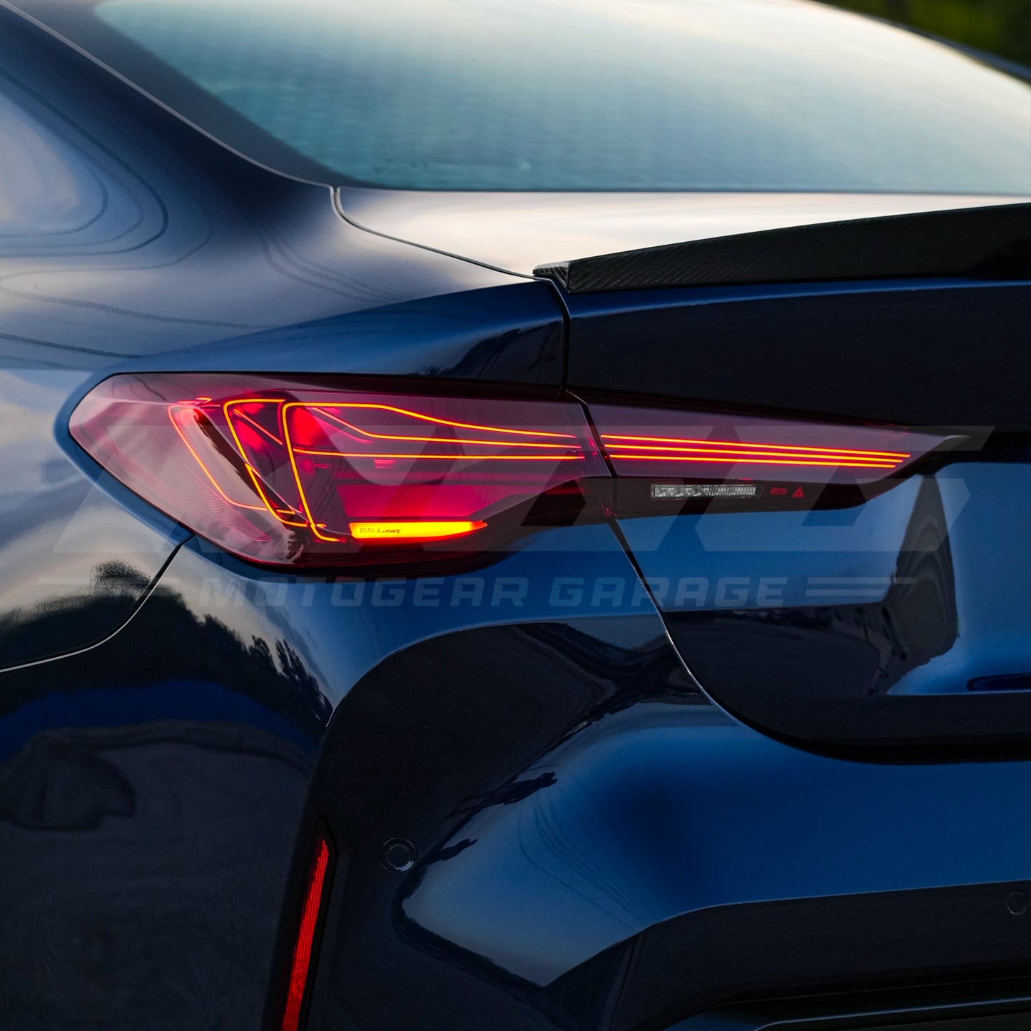 VLAND CSL Laser Tail Lights in red shown on a BMW G82 M4.