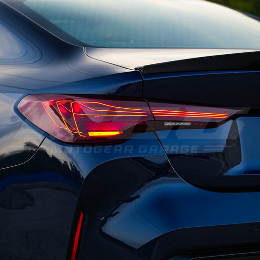 VLAND CSL Laser Tail Lights in red shown on a BMW G82 M4.