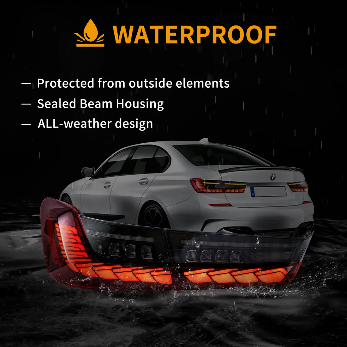 Vland OLED Tail Lights Sequential Turn Signal With Dynamic Welcome Lighting for 18-22 BMW 3 Series G20 / G28 / G80