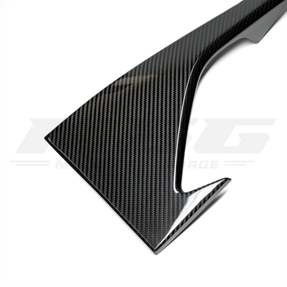 Close-up of MGG Twill Carbon Fiber Front Bumper Inserts for 2016-2018 BMW F87 M2.