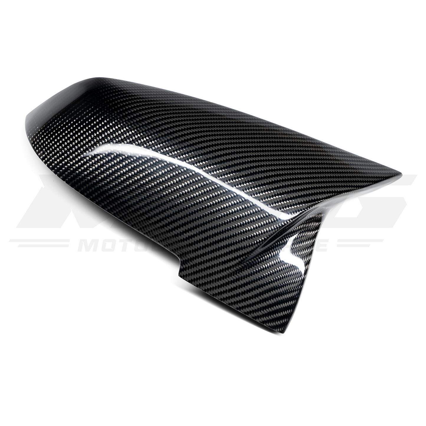 Carbon fiber replacement mirror caps for BMW F22 2 series and F87 M2, F30 3 series, and F32 4 series.