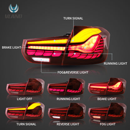 Vland OLED Tail Lights With Dynamic Welcome Lighting (GTS Style) for 12-19 BMW 3 Series (F30 & F80)