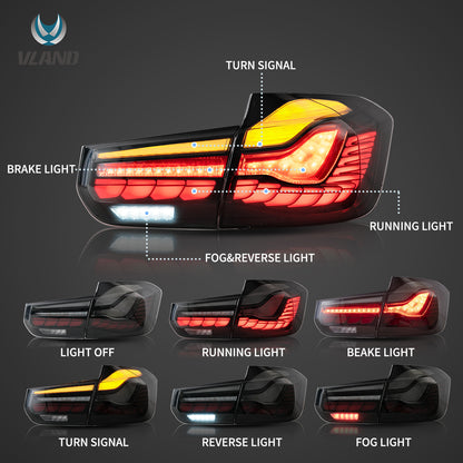 Vland OLED Tail Lights With Dynamic Welcome Lighting (GTS Style) for 12-19 BMW 3 Series (F30 & F80)