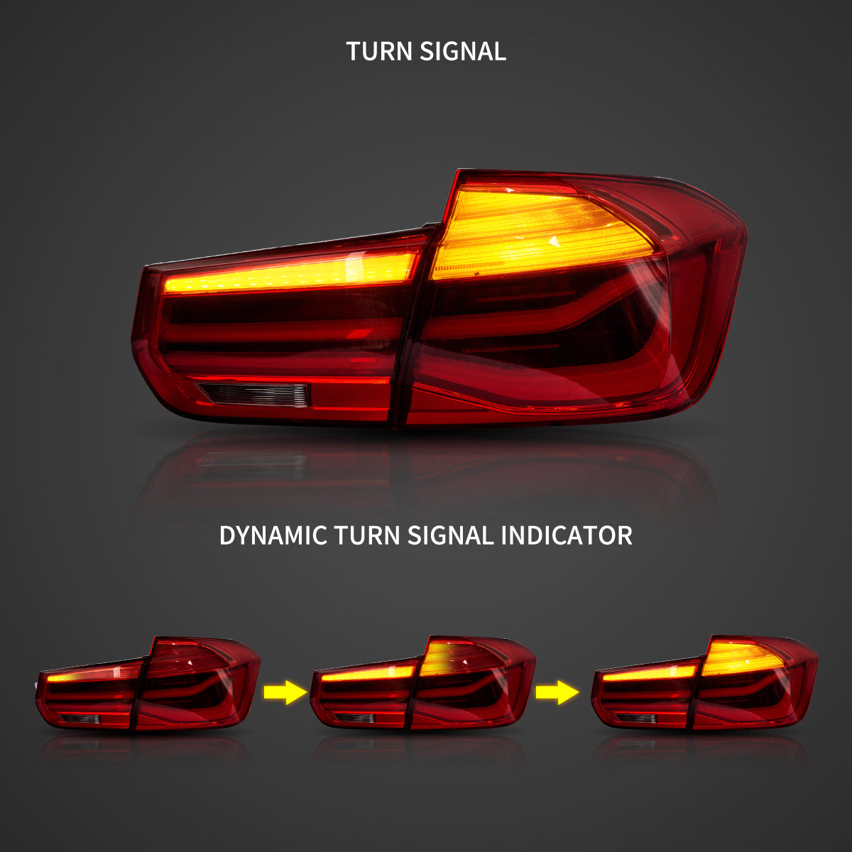 Vland LED Tail Lights With Sequential Amber Turn Signal for 12-19 BMW 3 Series (F30 & F80)