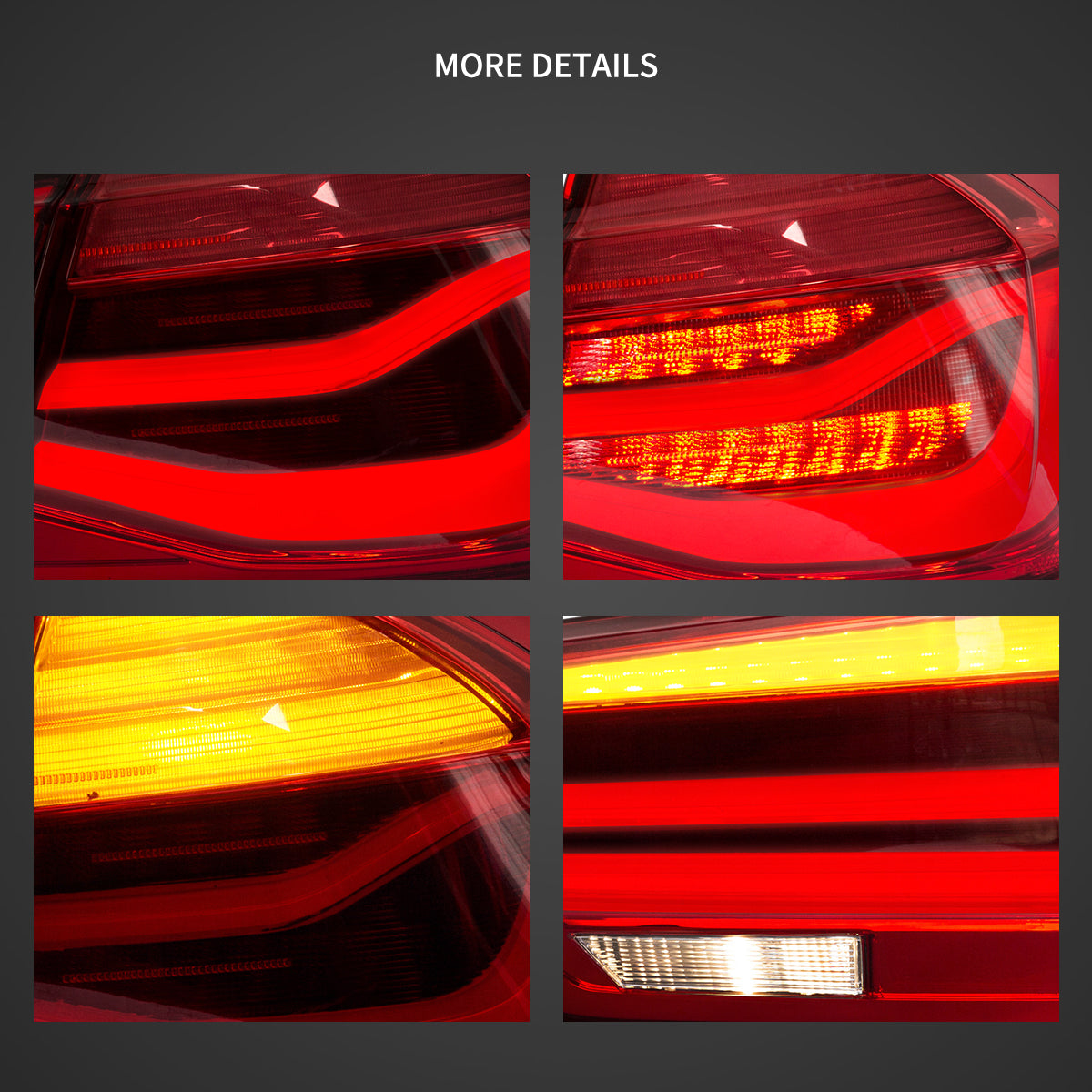 Vland LED Tail Lights With Sequential Amber Turn Signal for 12-19 BMW 3 Series (F30 & F80)