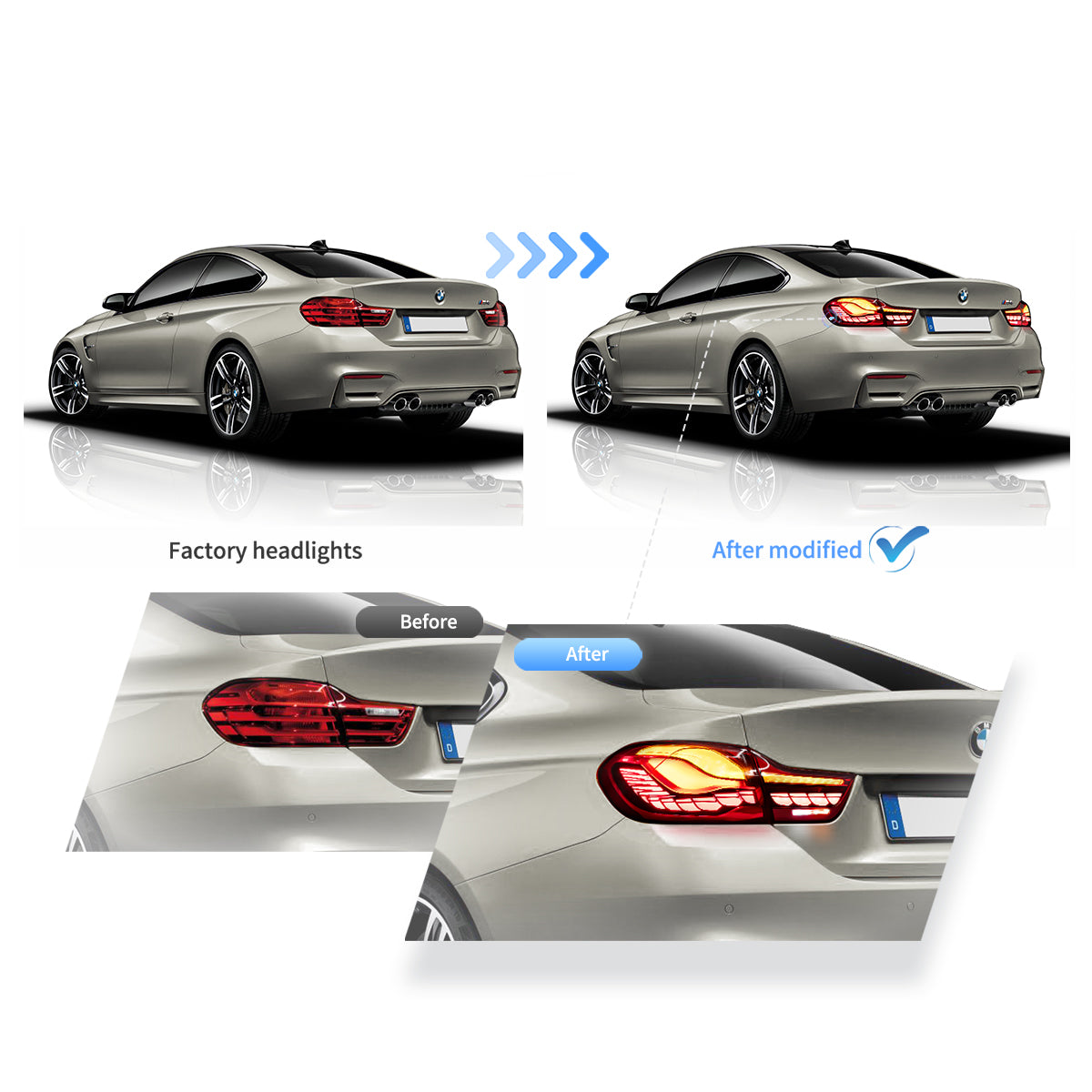 Vland OLED Tail Lights With Dynamic Welcome Lighting for 14-20 BMW 4 Series / F82 M4